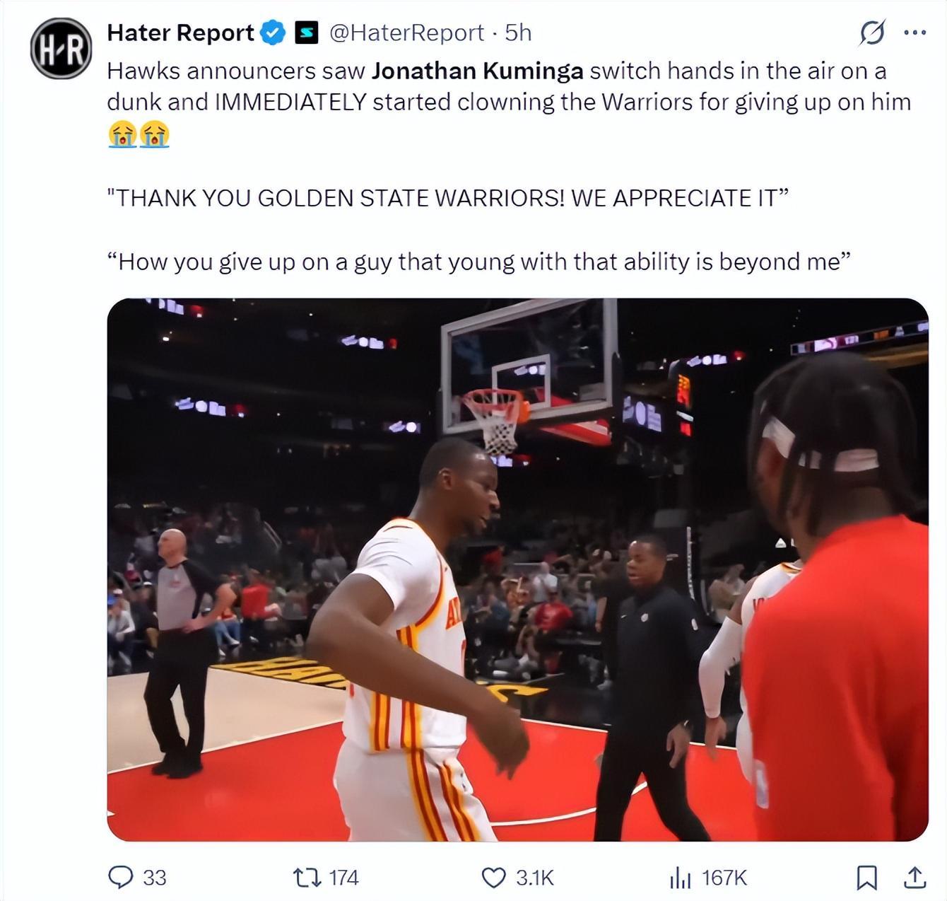 星空体育官网-科尔功勋篮球成笑柄！库明加三战31中21登场全胜 老鹰解说讽勇士